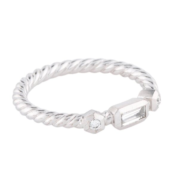 DAVID YURMAN 18K 750 WHITE GOLD DIAMOND NOVELLA STACK BAND RING - Picture 2 of 11